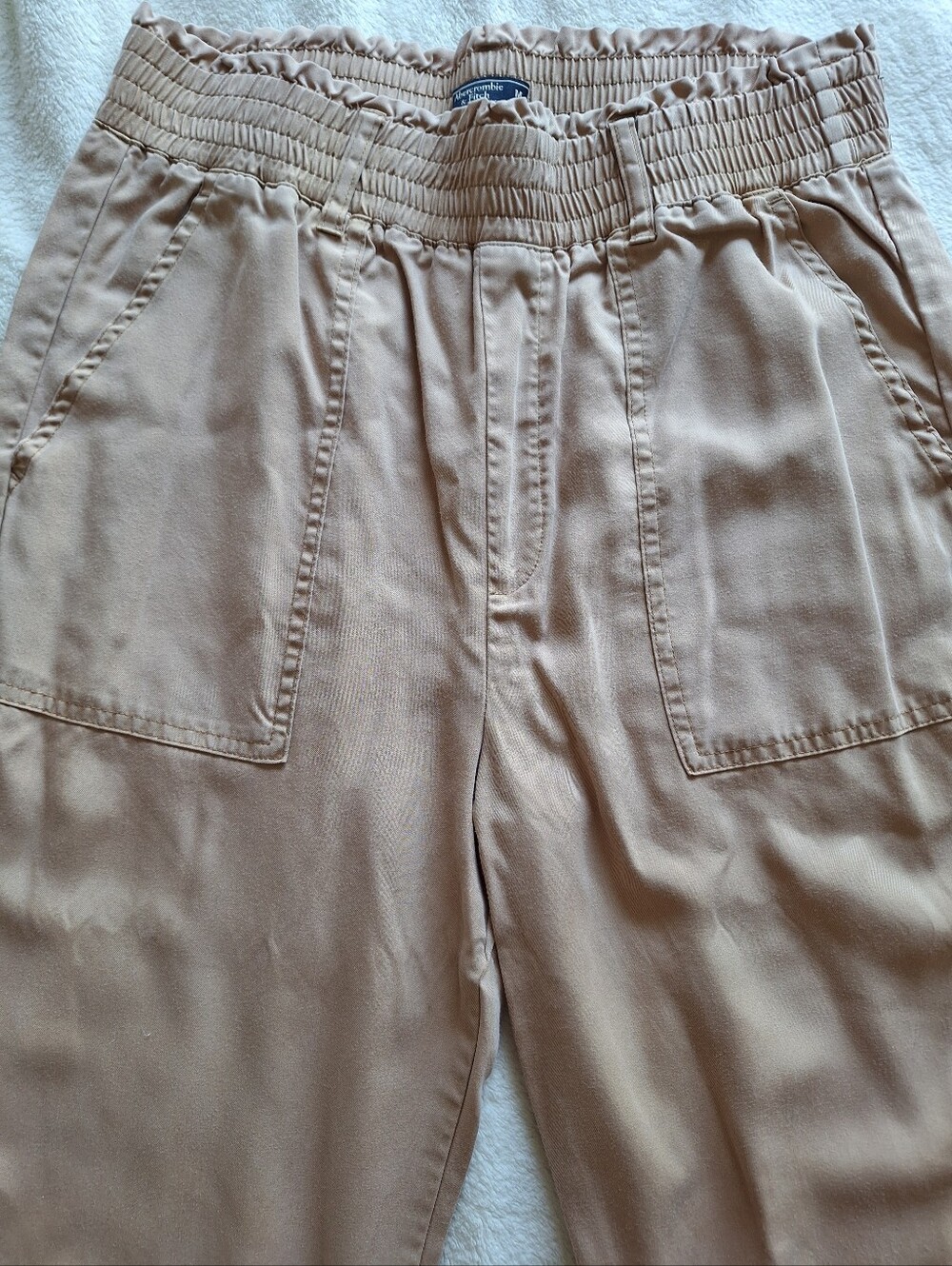 Abercrombie & Fitch 100% Lyocell Tan Paperbag Waist Jogger Pants M - Picture 2 of 7